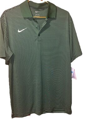 $55 Nike Men's Dri Fit Stadium Stripe Polo - Green/White - Medium -New With Tag
